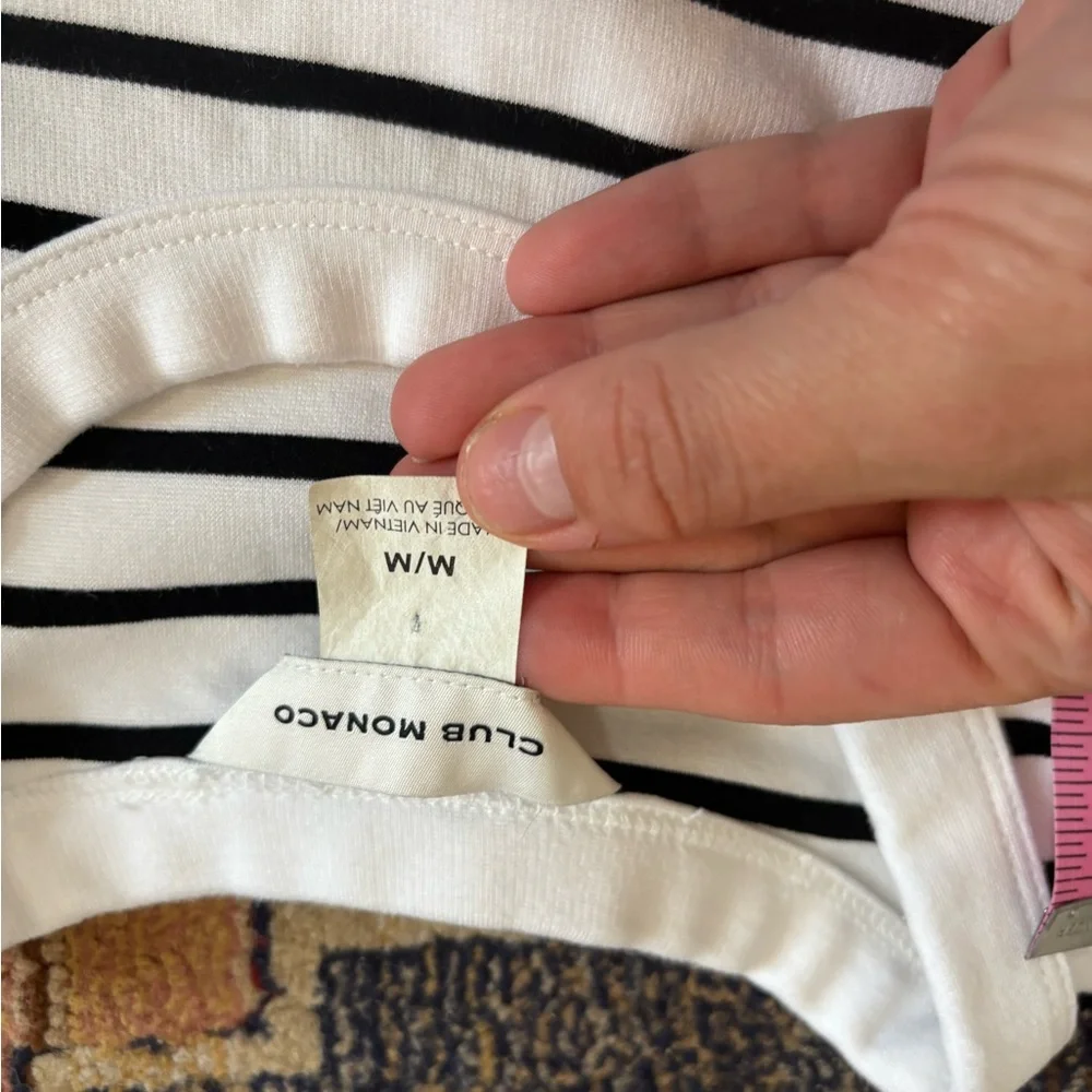 CLUB MONACO Perfect Black And White Stripe Tank SZ Medium - Picture 7 of 8